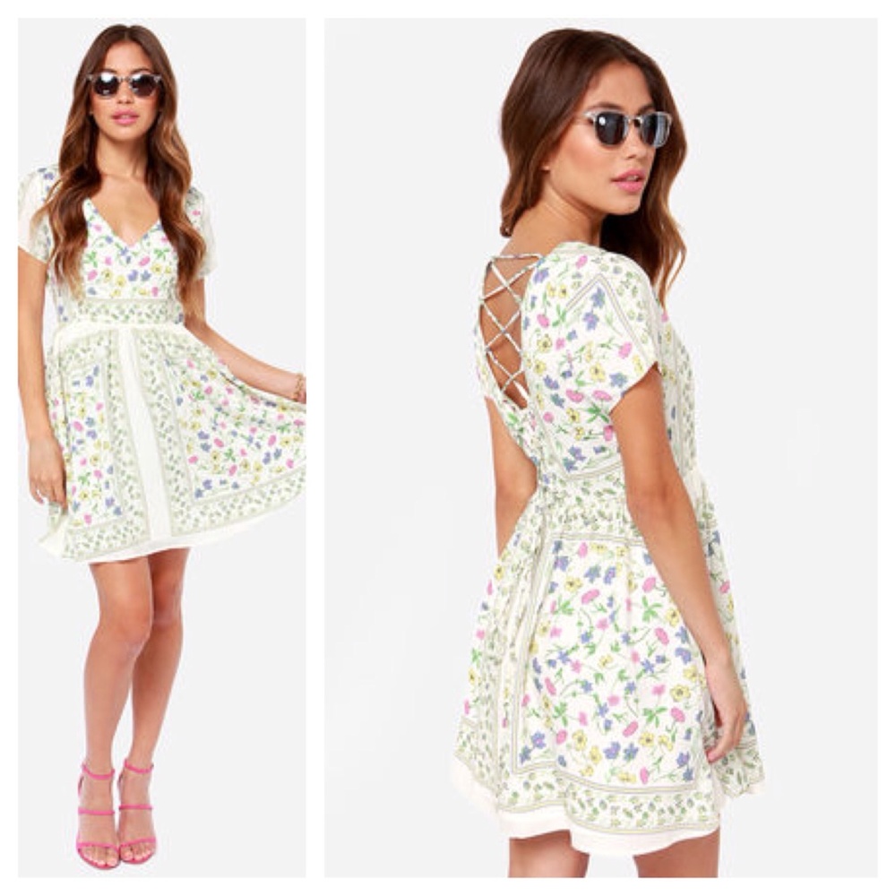 Ivory Floral Print Dress